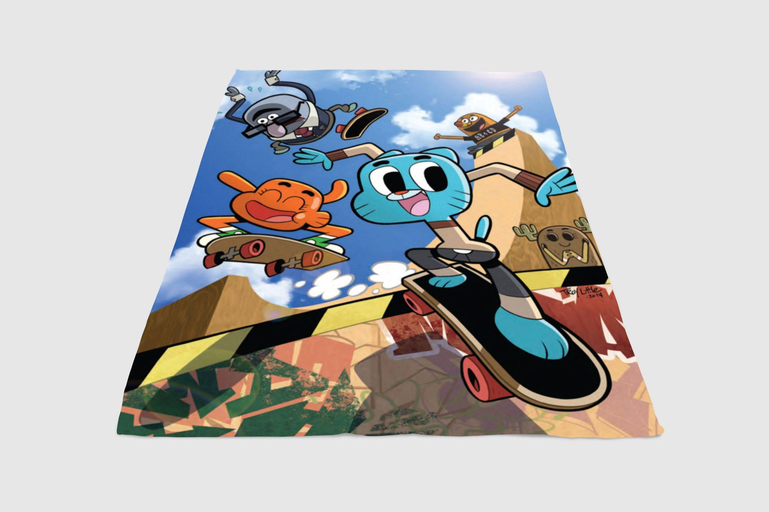 Skateboarding-The-Amazing-World-Of-Gumball-Fleece-Blanket-Sherpa-Blanket Skateboarding The Amazing World Of Gumball Fleece Blanket Sherpa Blanket