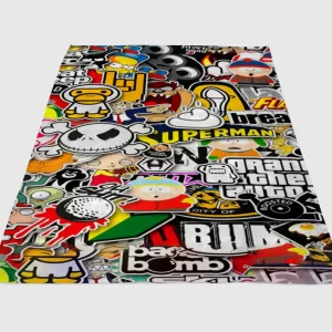 Sticker Bomb Wallpaper Fleece Blanket Sherpa Blanket