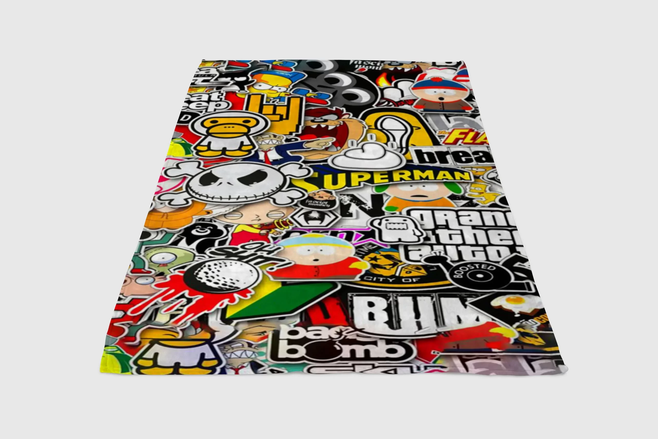 Sticker-Bomb-Wallpaper-Fleece-Blanket-Sherpa-Blanket Sticker Bomb Wallpaper Fleece Blanket Sherpa Blanket