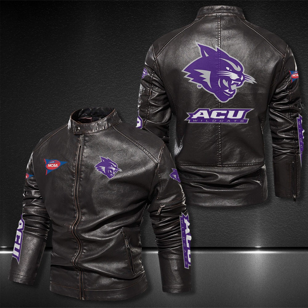 Abilene-Christian-Wildcats-Motor-Collar-Leather-Jacket-For-Biker-Racer Abilene Christian Wildcats Motor Collar Leather Jacket For Biker Racer