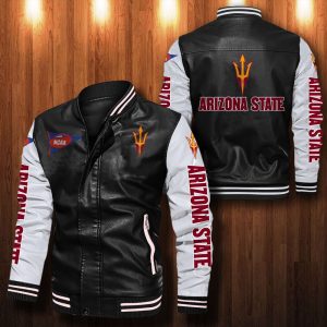 Arizona State Sun Devils football Leather Bomber Jacket LBJ0091