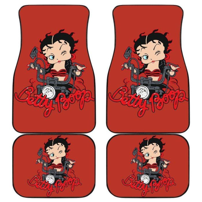 Betty Boop Car Floor Mats - Betty Boop Ride Motorbike Car Floor Mats Cartoon