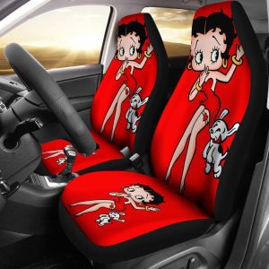 Betty Boop Car Seat Covers - Car Accessories - Betty Boop Sexy Red Dress With Dog Cartoon Car Seat Covers - Car Accessories