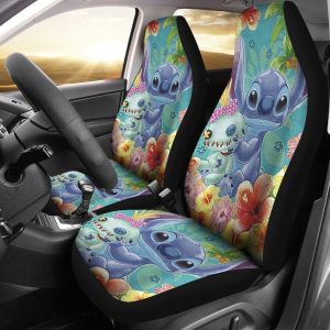 Cute Stitch Car Seat Covers - Car Accessories DN Cartoon Fan Gift