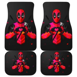 Deadpool Heart Hand Sign In Dark Theme Car Floor Mats