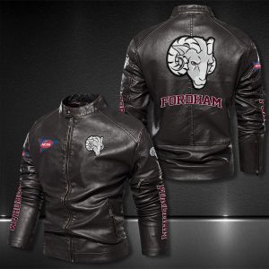 Fordham Rams Motor Collar Leather Jacket For Biker Racer
