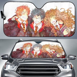 Harry Ron Hermione Anime Artwork Harry Potter Car Sun Shade CSSHP005