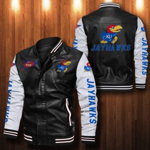 Kansas Jayhawks Leather Bomber Jacket LBJ0058