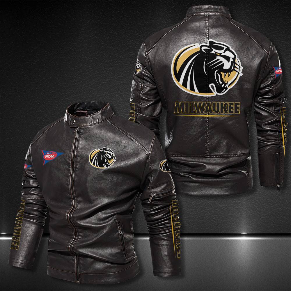 Milwaukee-Panthers-Motor-Collar-Leather-Jacket-For-Biker-Racer Milwaukee Panthers Motor Collar Leather Jacket For Biker Racer