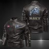 Navy Midshipmen Motor Collar Leather Jacket For Biker Racer