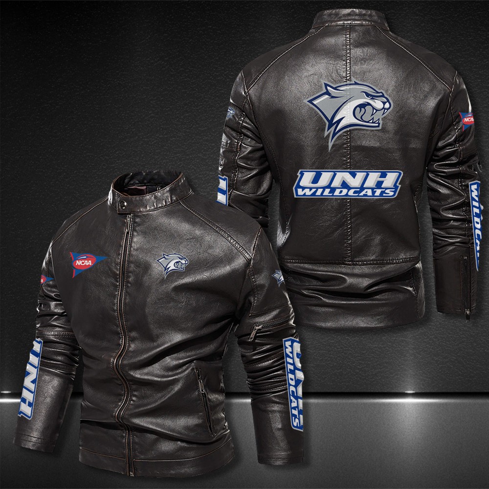 New-Hampshire-Wildcats-Motor-Collar-Leather-Jacket-For-Biker-Racer New Hampshire Wildcats Motor Collar Leather Jacket For Biker Racer