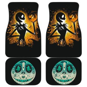 Nightmare Before Christmas Car Floor Mats - Jack And Pumpkin At Night Car Mats NBCFM12