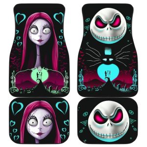 Nightmare Before Christmas Car Floor Mats - Jack And Sally Disney Movie Car Floor Mats NBCFM17