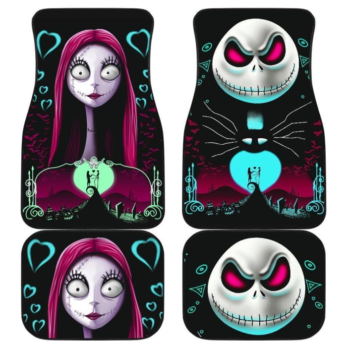 Nightmare Before Christmas Car Floor Mats - Jack And Sally Disney Movie Car Floor Mats NBCFM17