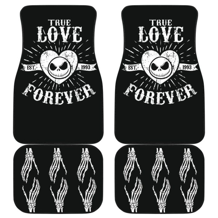 Nightmare Before Christmas Car Floor Mats - True Love Forever Skeleton Hand Car Mats NBCFM16