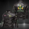 Oregon Ducks Motor Collar Leather Jacket For Biker Racer