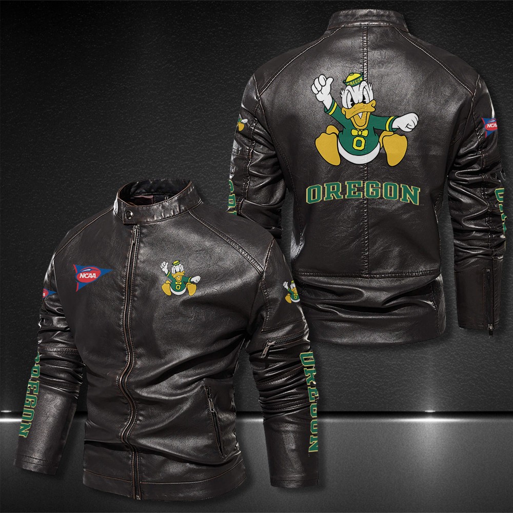 Oregon-Ducks-Motor-Collar-Leather-Jacket-For-Biker-Racer Oregon Ducks Motor Collar Leather Jacket For Biker Racer