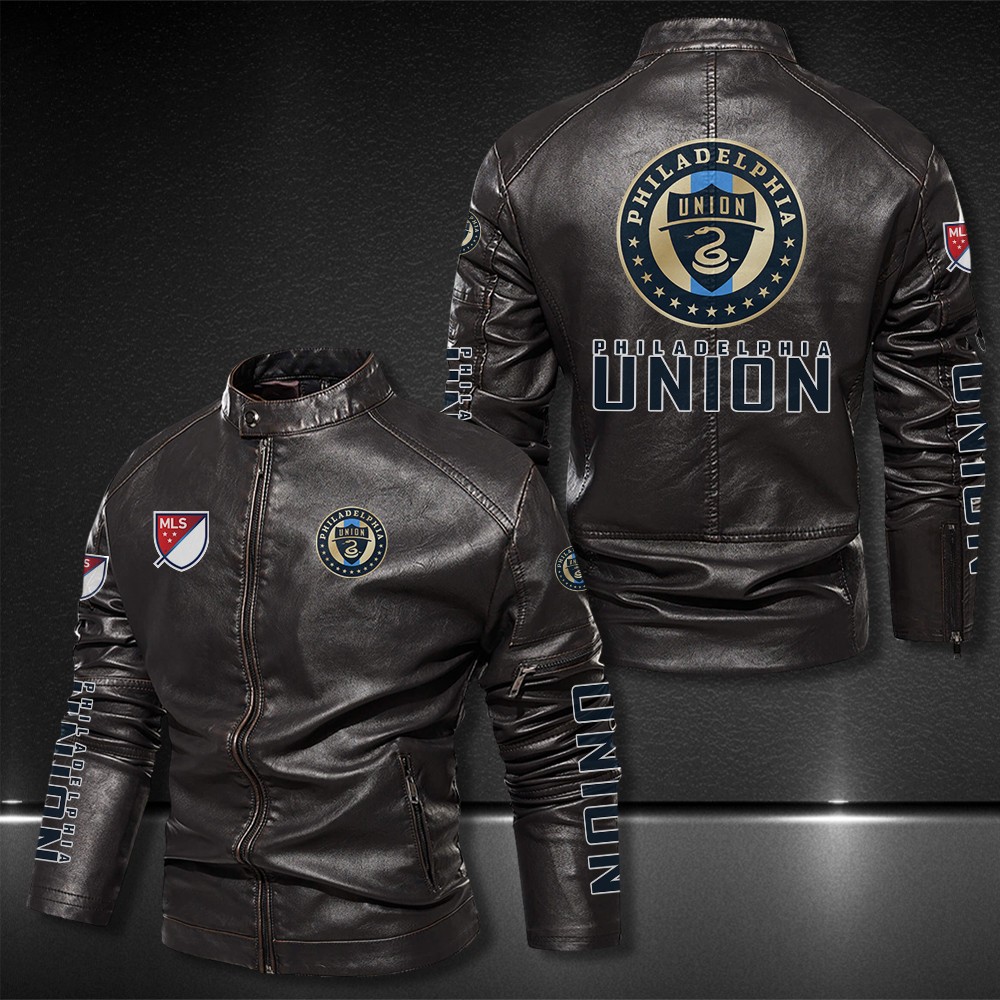 Philadelphia-Union-Motor-Collar-Leather-Jacket-For-Biker-Racer Philadelphia Union Motor Collar Leather Jacket For Biker Racer