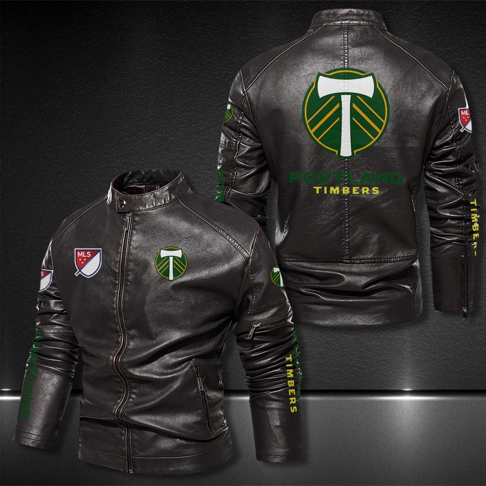 Portland-Timbers-Motor-Collar-Leather-Jacket-For-Biker-Racer Portland Timbers Motor Collar Leather Jacket For Biker Racer