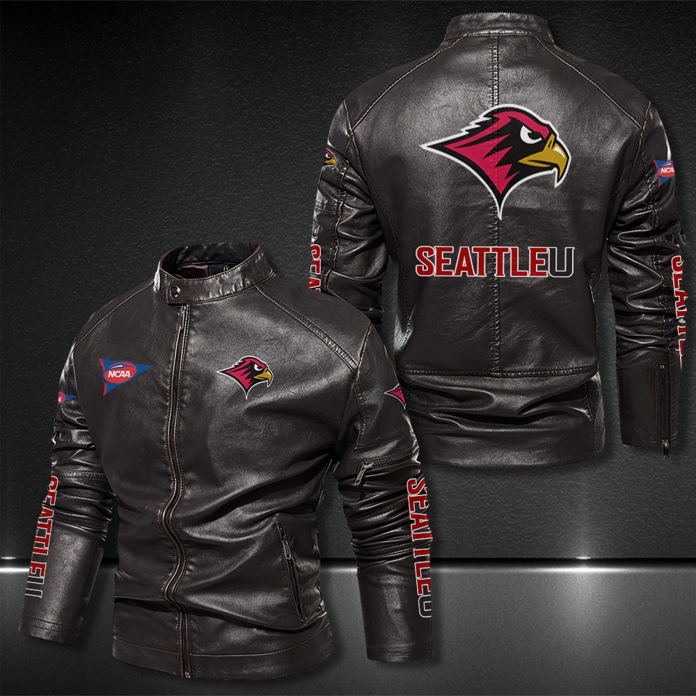 Seattle-U-Redhawks-Motor-Collar-Leather-Jacket-For-Biker-Racer Seattle U Redhawks Motor Collar Leather Jacket For Biker Racer