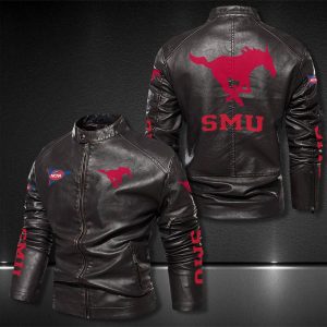 Smu Mustangs Motor Collar Leather Jacket For Biker Racer