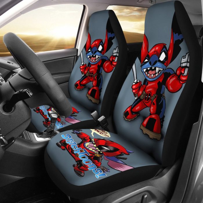 Stitch Deadpool Car Seat Covers - Car Accessories DN Cartoon Fan Gift