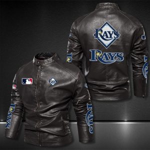 Tampa Bay Rays Motor Collar Leather Jacket For Biker Racer