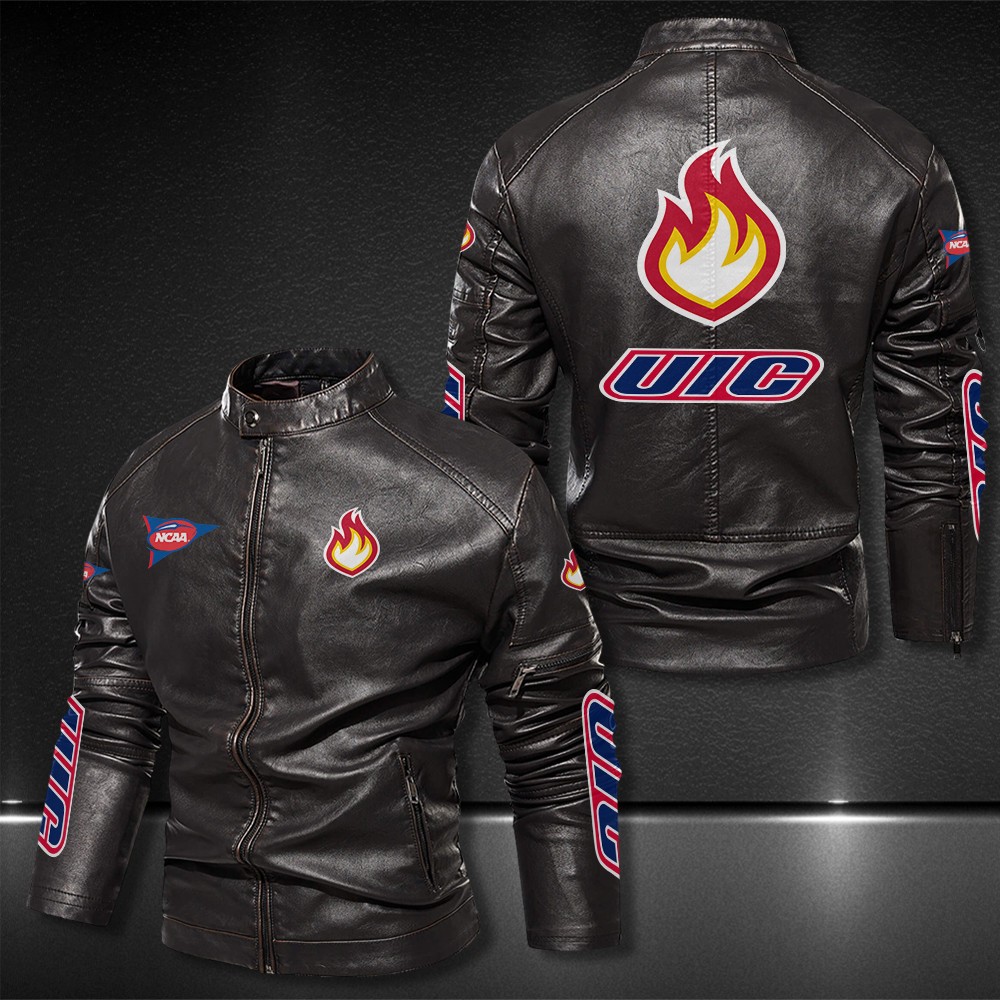 Uic-Flames-Motor-Collar-Leather-Jacket-For-Biker-Racer Uic Flames Motor Collar Leather Jacket For Biker Racer