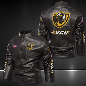Vcu Rams Motor Collar Leather Jacket For Biker Racer