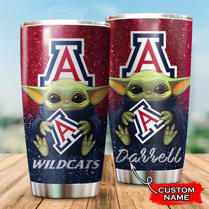 Arizona-Wildcats-Baby-Yoda-Custom-Name-Tumbler-TB0131 Arizona Wildcats Baby Yoda Custom Name Tumbler TB0131