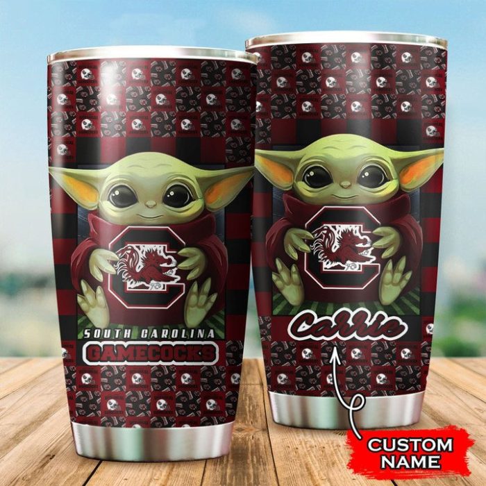 Baby Yoda Love South Carolina Gamecocks Custom Name Tumbler 012 TB1442