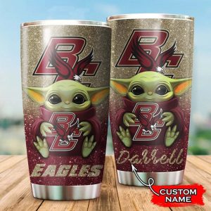 Boston College Eagles Football Baby Yoda Custom Name Tumbler TB0079