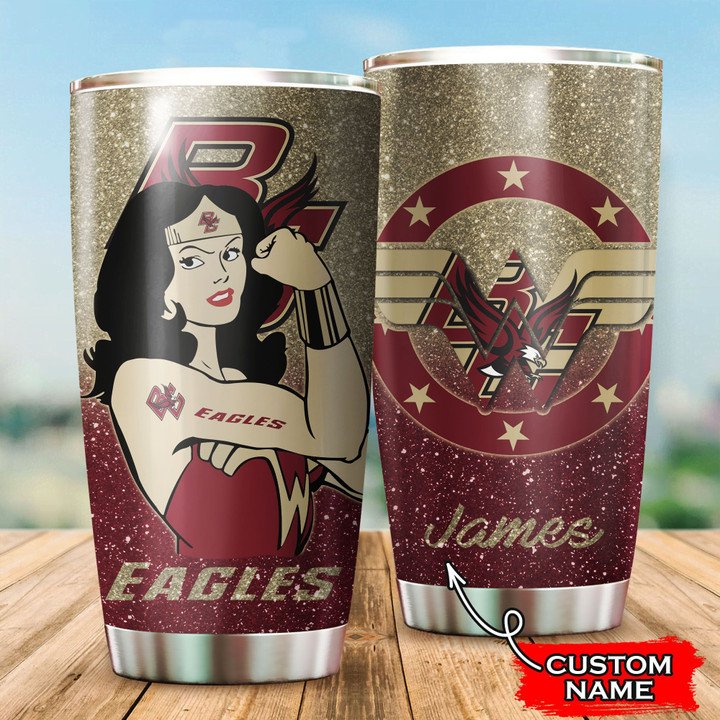 Boston-College-Eagles-Football-Wonder-Woman-Custom-Name-Tumbler-TB1535 Boston College Eagles Football Wonder Woman Custom Name Tumbler TB1535