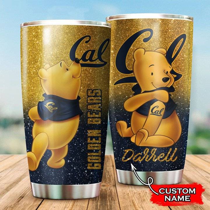 California-Golden-Bears-Pooh-Custom-Name-Tumbler-TB0361 California Golden Bears Pooh Custom Name Tumbler TB0361