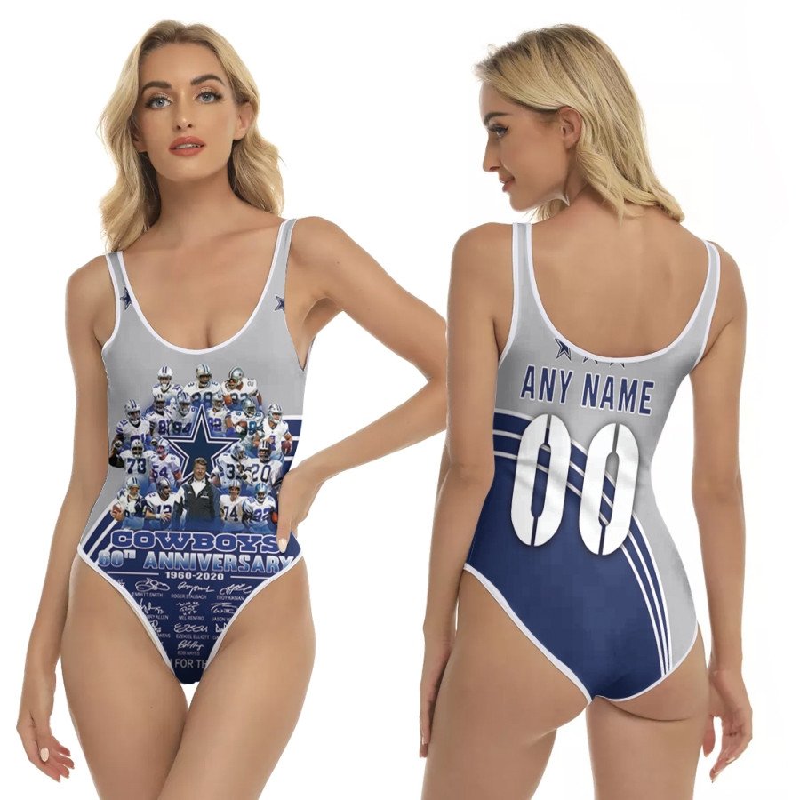 Dallas-Cowboys-60th-Anniversary-Thank-You-For-The-Memories-Legends-Signed-NFL-3D-With-Custom-Name-Number-For-Cowboys-Fans-One-Piece-Swimsuit Dallas Cowboys 60th Anniversary Thank You For The Memories Legends Signed NFL 3D With Custom Name Number For Cowboys Fans One Piece Swimsuit