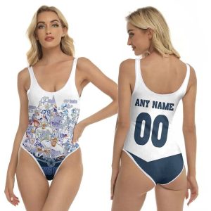 Dallas Cowboys Legends Team Champion Signatures NFL 3D With Custom Name Number For Cowboys Fans One Piece Swimsuit