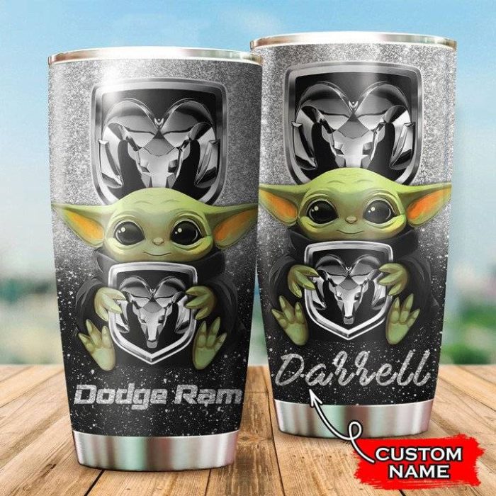 Dodge Ram Baby Yoda Custom Name Tumbler TB0063