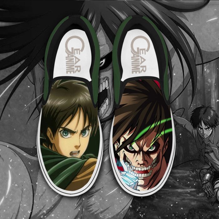 Eren Yeager Slip On Shoes Custom Anime Attack On Tian Shoes