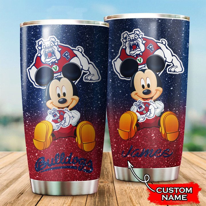 Fresno-State-Bulldogs-Football-Mickey-Custom-Name-Tumbler-TB0152 Fresno State Bulldogs Football Mickey Custom Name Tumbler TB0152