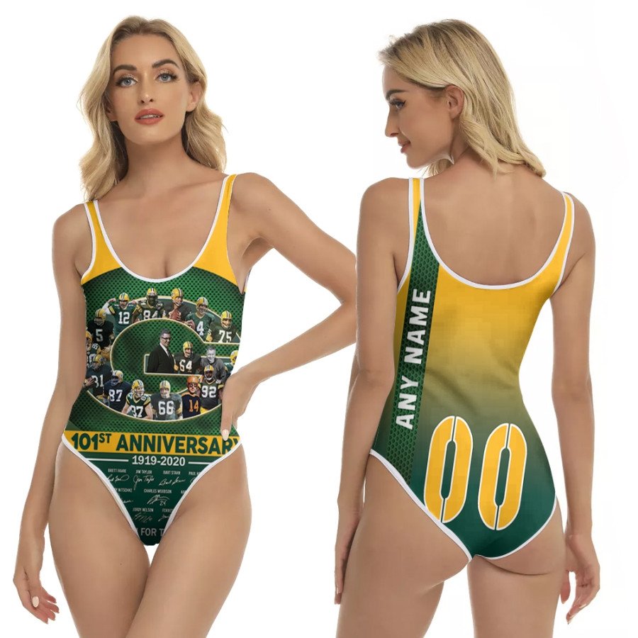 Green-Bay-Packers-101st-Anniversary-Thank-You-For-The-Memories-Signature-NFL-3D-With-Custom-Name-Number-For-Packers-Fans-One-Piece-Swimsuit Green Bay Packers 101st Anniversary Thank You For The Memories Signature NFL 3D With Custom Name Number For Packers Fans One Piece Swimsuit