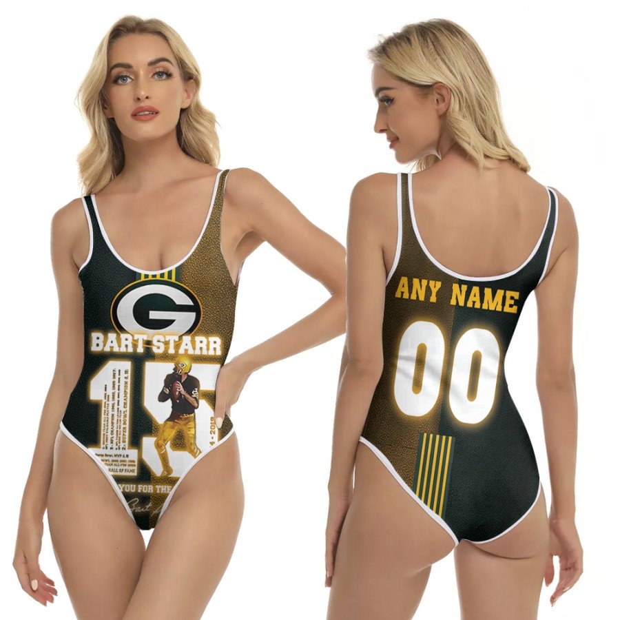 Green-Bay-Packers-Bart-Starr-15-Thank-You-For-The-Memories-Signature-NFL-3D-With-Custom-Name-Number-For-Packers-Fans-One-Piece-Swimsuit Green Bay Packers Bart Starr 15 Thank You For The Memories Signature NFL 3D With Custom Name Number For Packers Fans One Piece Swimsuit