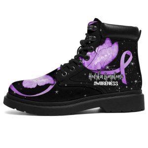 Hodgkin Lymphoma Cancer Awareness Boots Ribbon Shoes