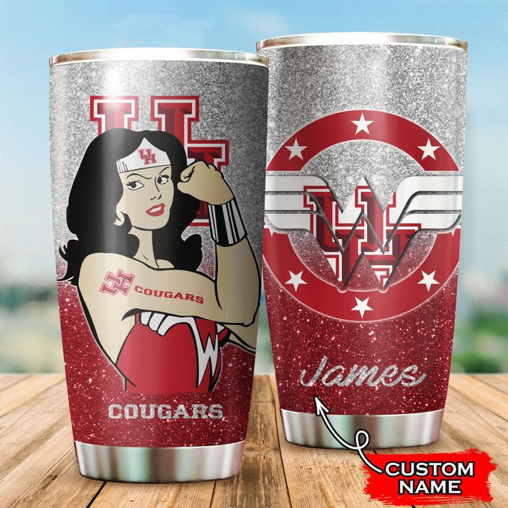 Houston-Cougars-Wonder-Woman-Custom-Name-Tumbler-TB1961 Houston Cougars Wonder Woman Custom Name Tumbler TB1961