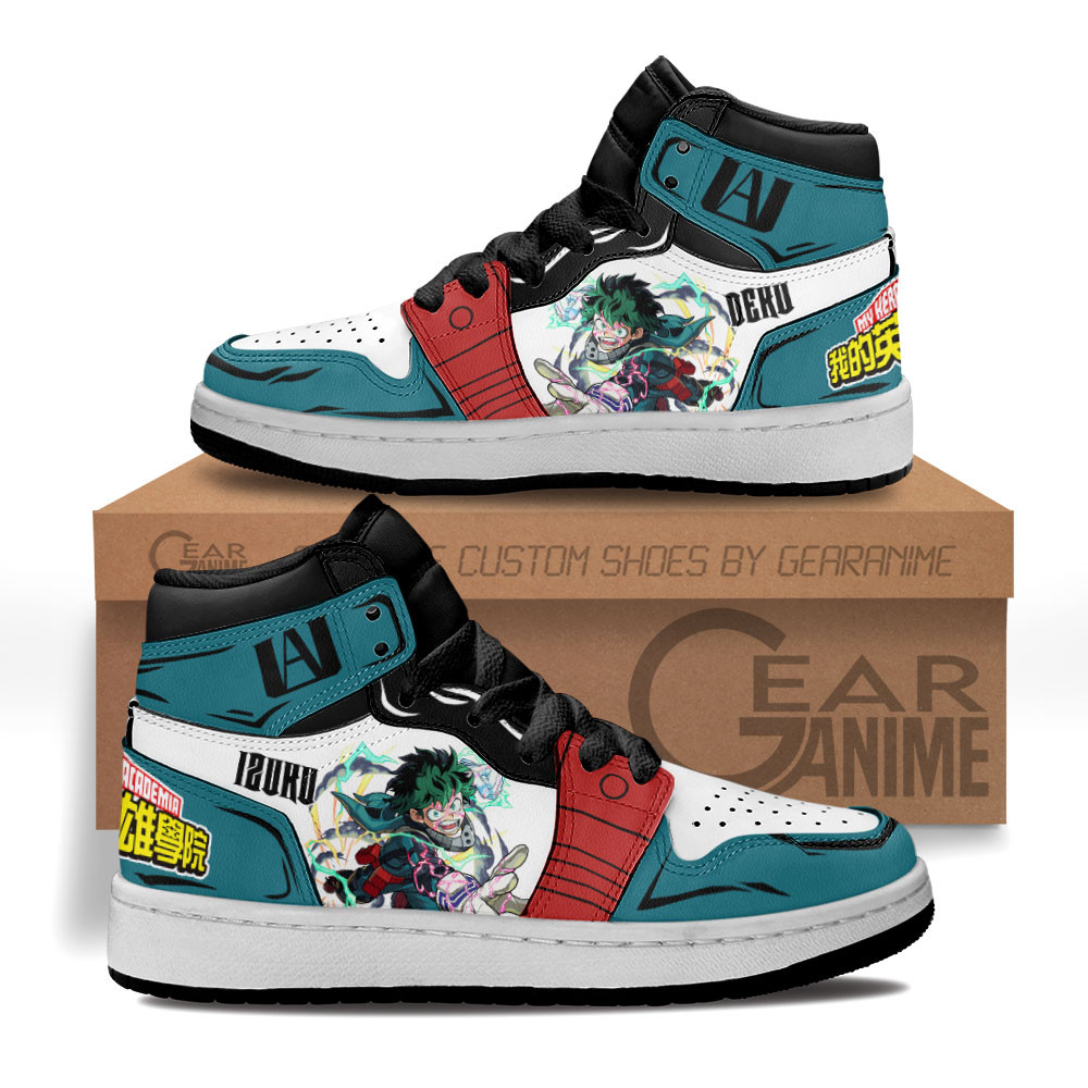 Izuku-Midoriya-Kids-Sneakers-Custom-Anime-My-Hero-Academia-Kids-Jordan-1-Shoes Izuku Midoriya Kids Sneakers Custom Anime My Hero Academia Kids Jordan 1 Shoes