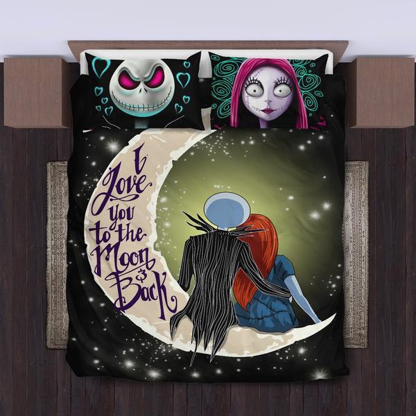 Jack-Skellington-And-Sally-Bedding-Set-Duvet-Cover-Pillowcase Jack Skellington And Sally Bedding Set Duvet Cover Pillowcase