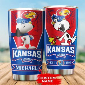 Kansas Jayhawks Tumbler Snoopy NCAA Custom Name TB0005