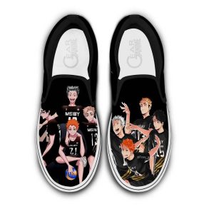 MSBY Black Jackal Slip On Shoes Custom Anime Haikyuu Shoes