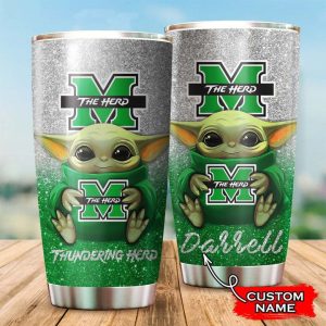 Marshall Thundering Herd Baby Yoda Custom Name Tumbler TB0404