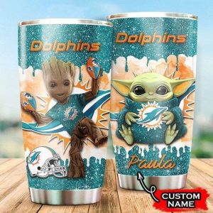 Miami Dolphins Grogu Groot Custom Name Tumbler TB2400