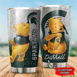 Michigan State Spartans Pooh Custom Name Tumbler TB0664